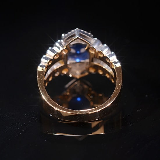 14k Gold 3.78 Ctw Natural Sapphire & Diamond Ring - 4