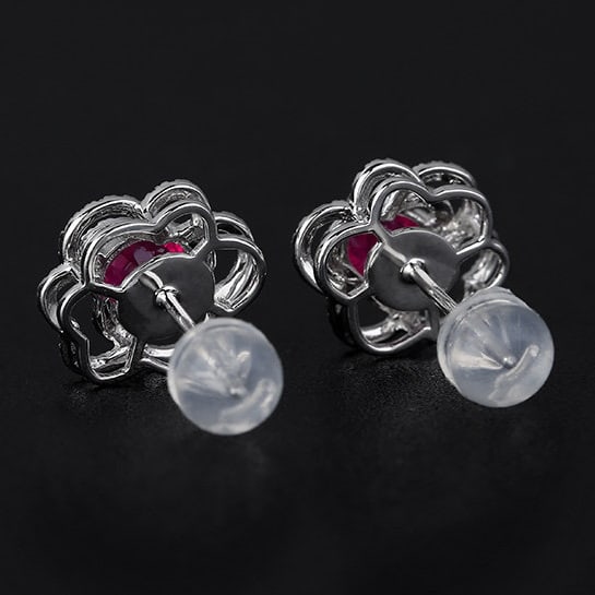 14k Gold 1.35 Ctw Natural Ruby & Diamond Earrings - 4