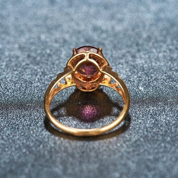 14k Gold 2.5 Ct Natural Tourmaline & Diamond Ring - 6