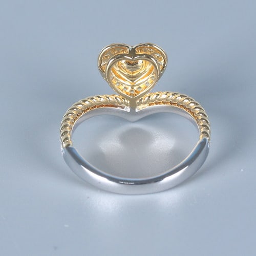 14k Gold 0.42 Ctw Natural Yellow Diamond & Diamond Ring - 4