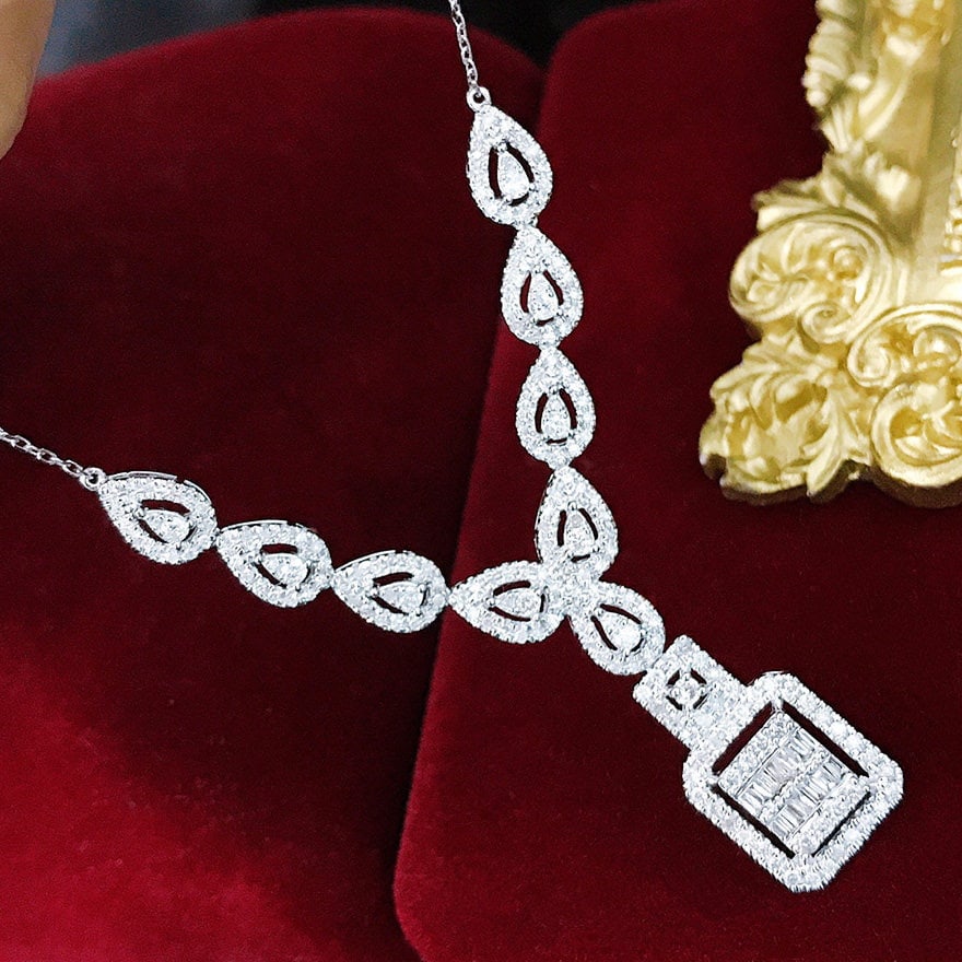 14k Gold 1.15 Ct Natural H Diamond Necklace - 2