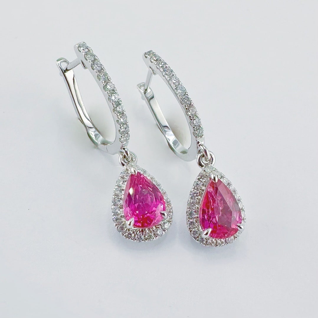 14k Gold 2.45 Ctw Natural Ruby & Diamond Earrings - 2
