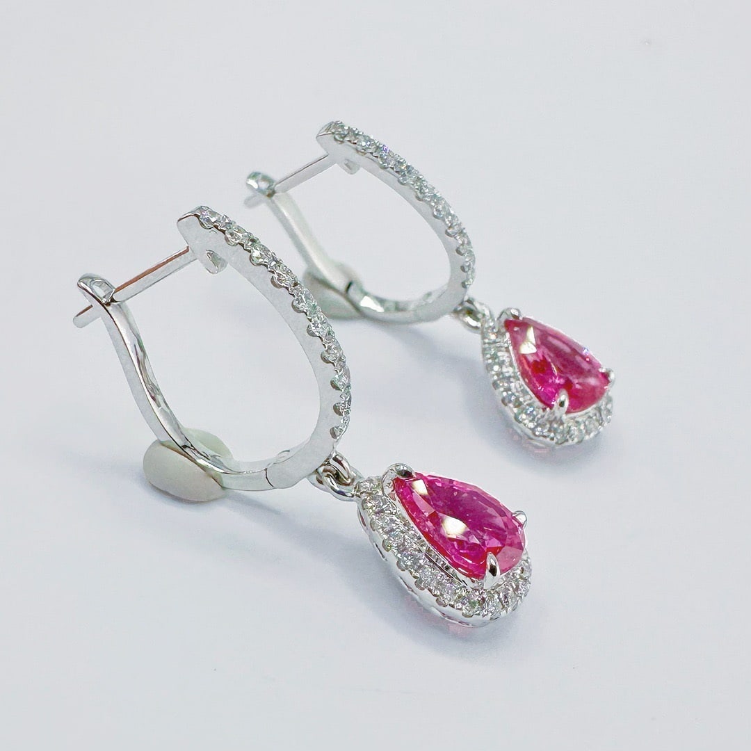 14k Gold 2.45 Ctw Natural Ruby & Diamond Earrings - 3