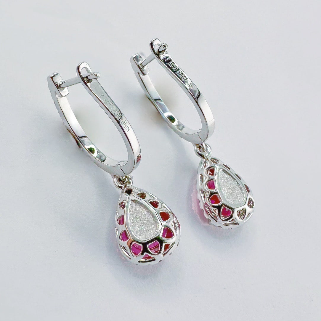 14k Gold 2.45 Ctw Natural Ruby & Diamond Earrings - 4