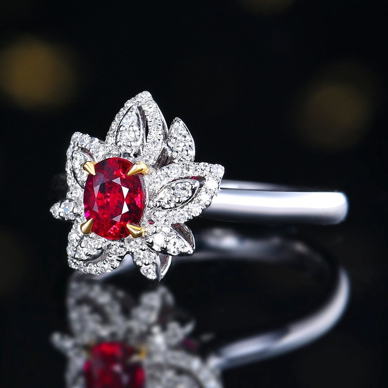 14k Gold 0.88 Ctw Natural Ruby & Diamond Ring - 2