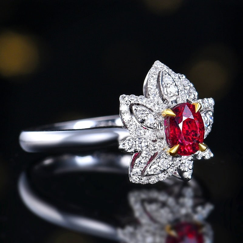 14k Gold 0.88 Ctw Natural Ruby & Diamond Ring - 3