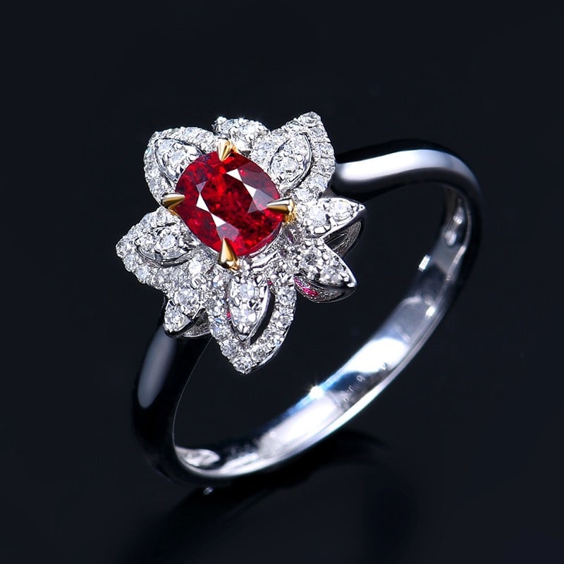 14k Gold 0.88 Ctw Natural Ruby & Diamond Ring - 4