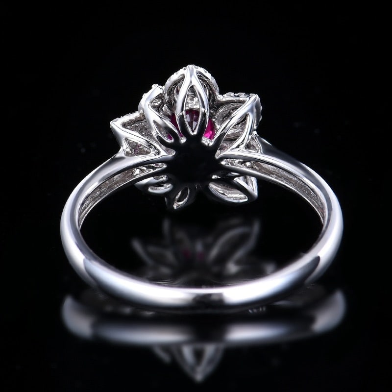 14k Gold 0.88 Ctw Natural Ruby & Diamond Ring - 5