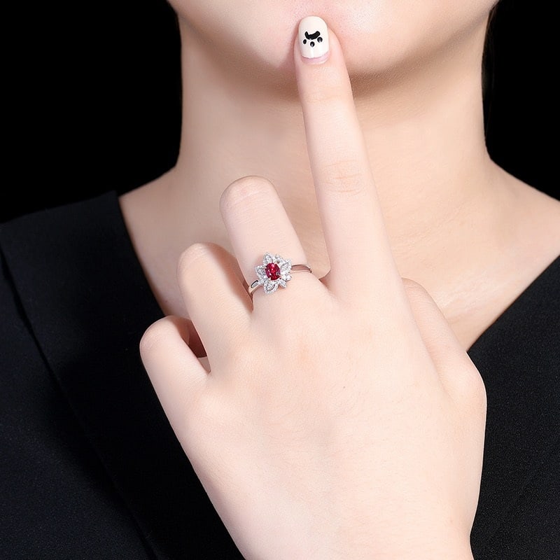 14k Gold 0.88 Ctw Natural Ruby & Diamond Ring - 6