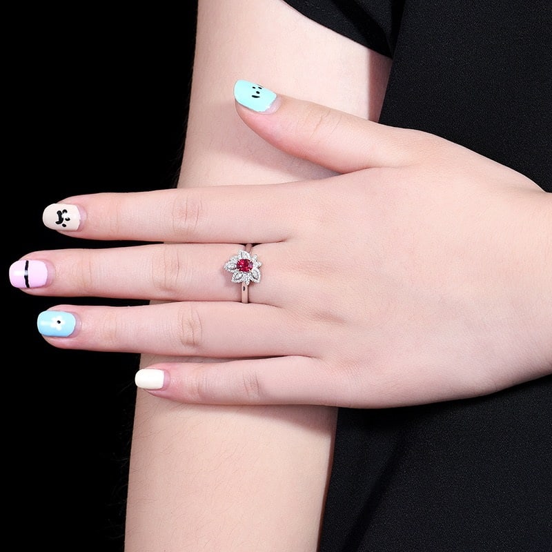 14k Gold 0.88 Ctw Natural Ruby & Diamond Ring - 8