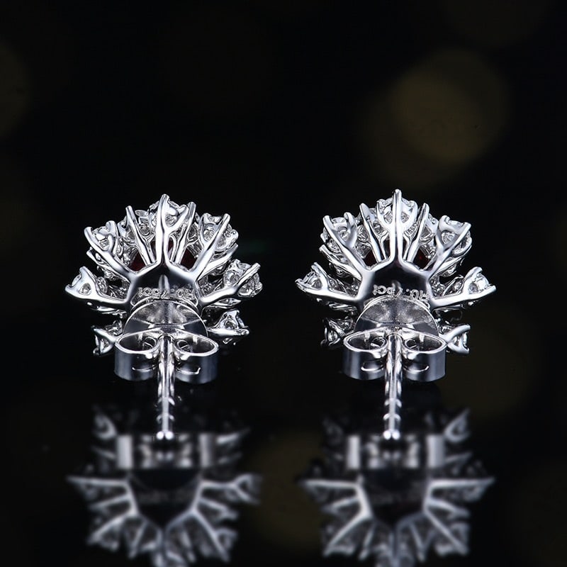 14k Gold 1.23 Ctw Natural Ruby & Diamond Earrings - 5