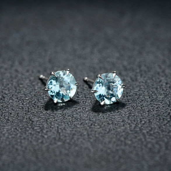 14k Gold 2.42 Ct Natural Aquamarine Earrings - 2