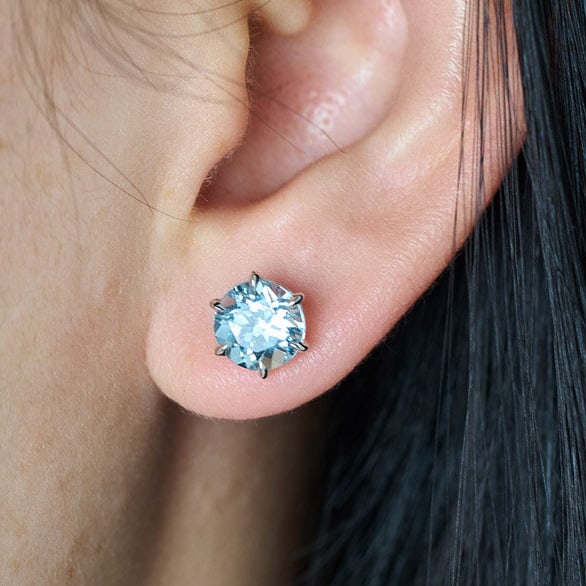 14k Gold 2.42 Ct Natural Aquamarine Earrings - 9