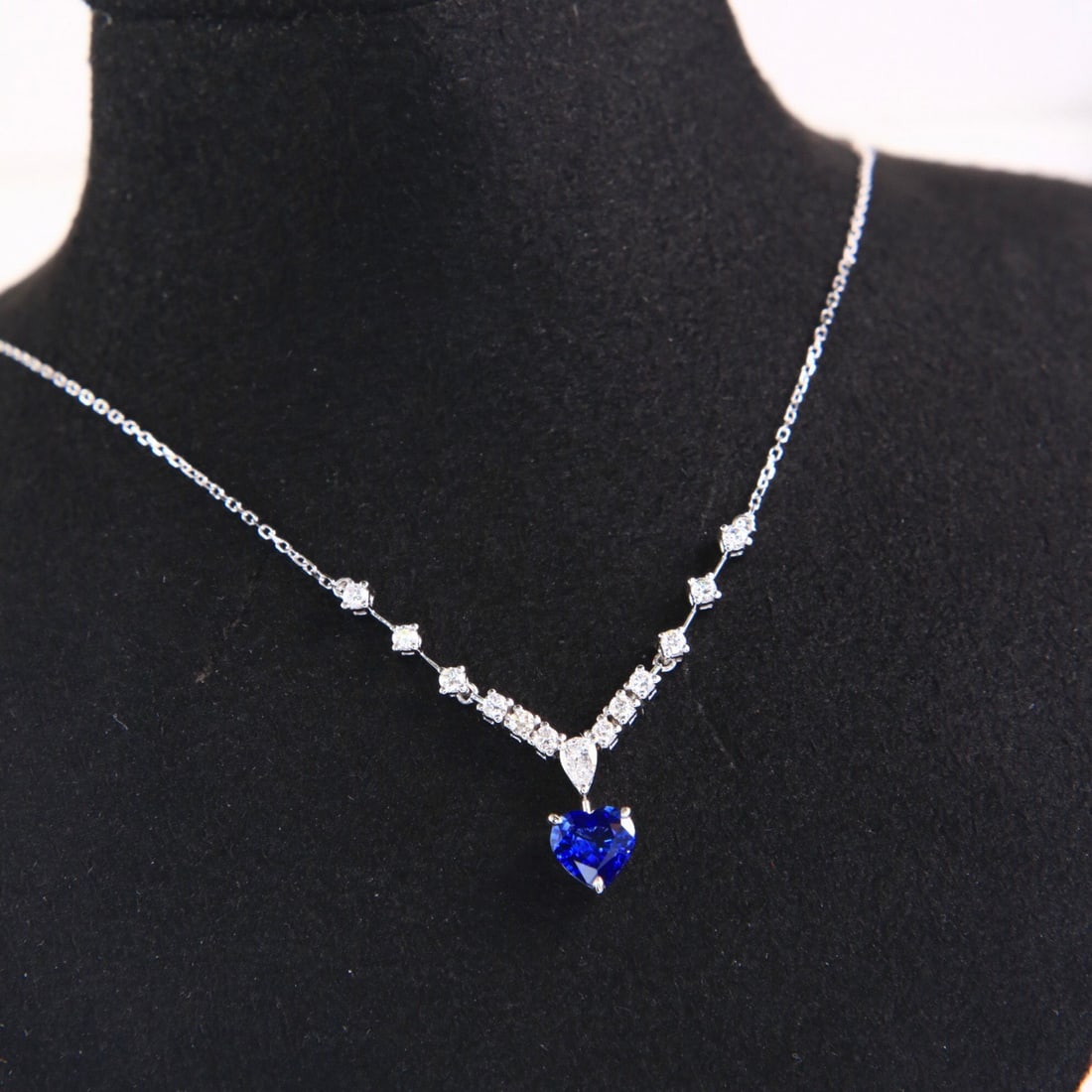 14k Gold 1.09 Ctw Natural Sapphire & Diamond Necklace - 7