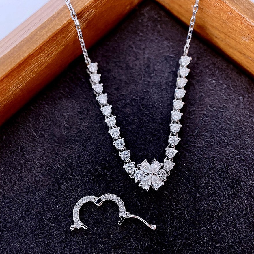 14k Gold 0.78 Ct Natural H Diamond Necklace - 3