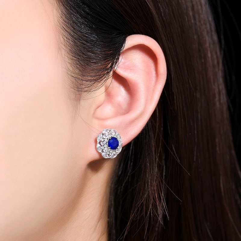 14k Gold 3.57 Ctw Natural Sapphire & Sapphire Earrings - 5