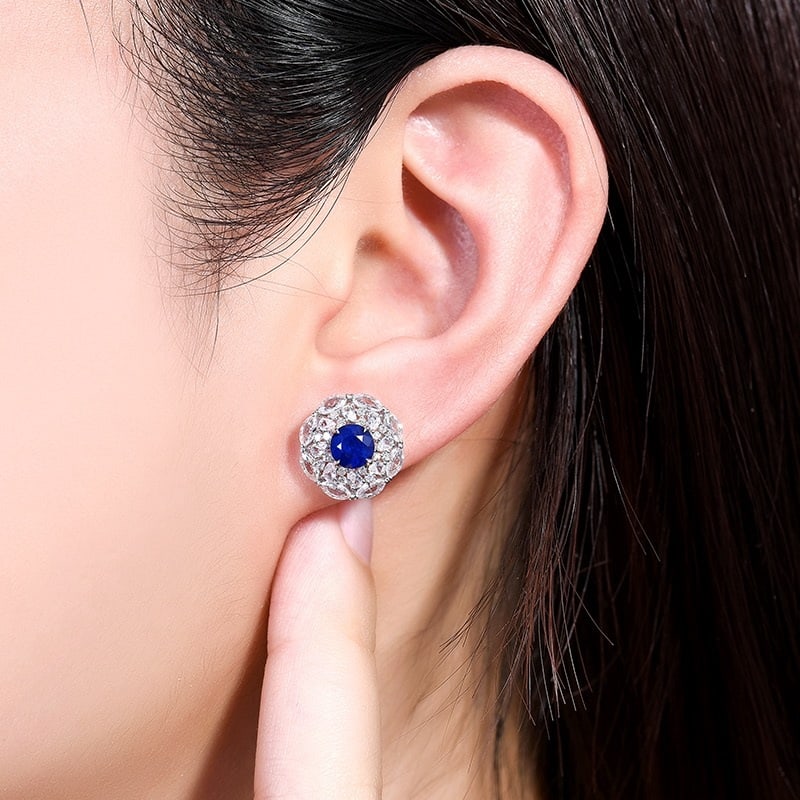 14k Gold 3.57 Ctw Natural Sapphire & Sapphire Earrings - 6