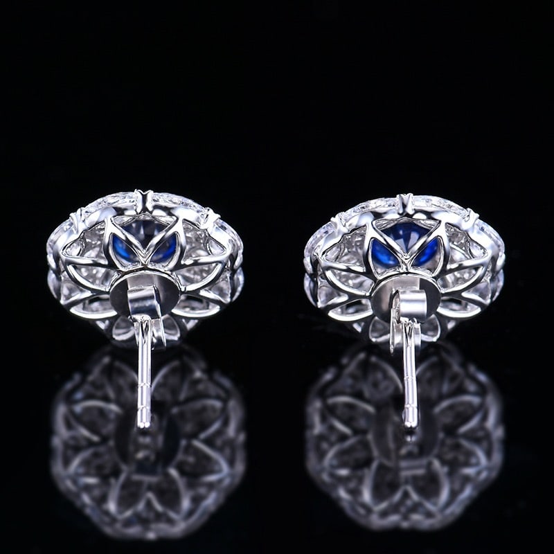 14k Gold 3.57 Ctw Natural Sapphire & Sapphire Earrings - 7