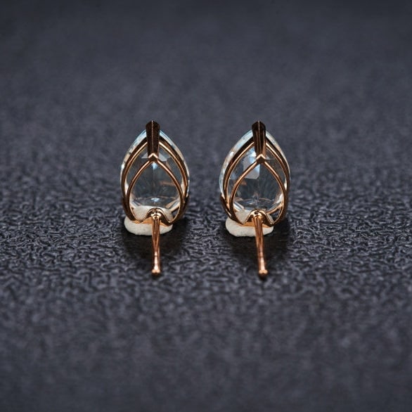 14k Gold 3.6 Ct Natural Aquamarine Earrings - 5