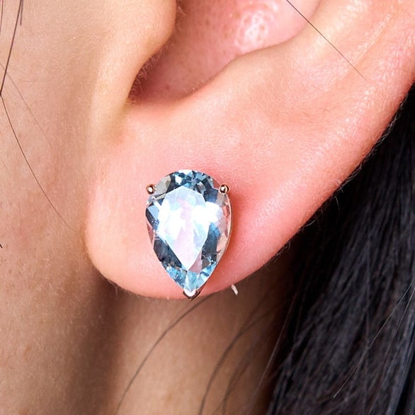 14k Gold 3.6 Ct Natural Aquamarine Earrings - 9