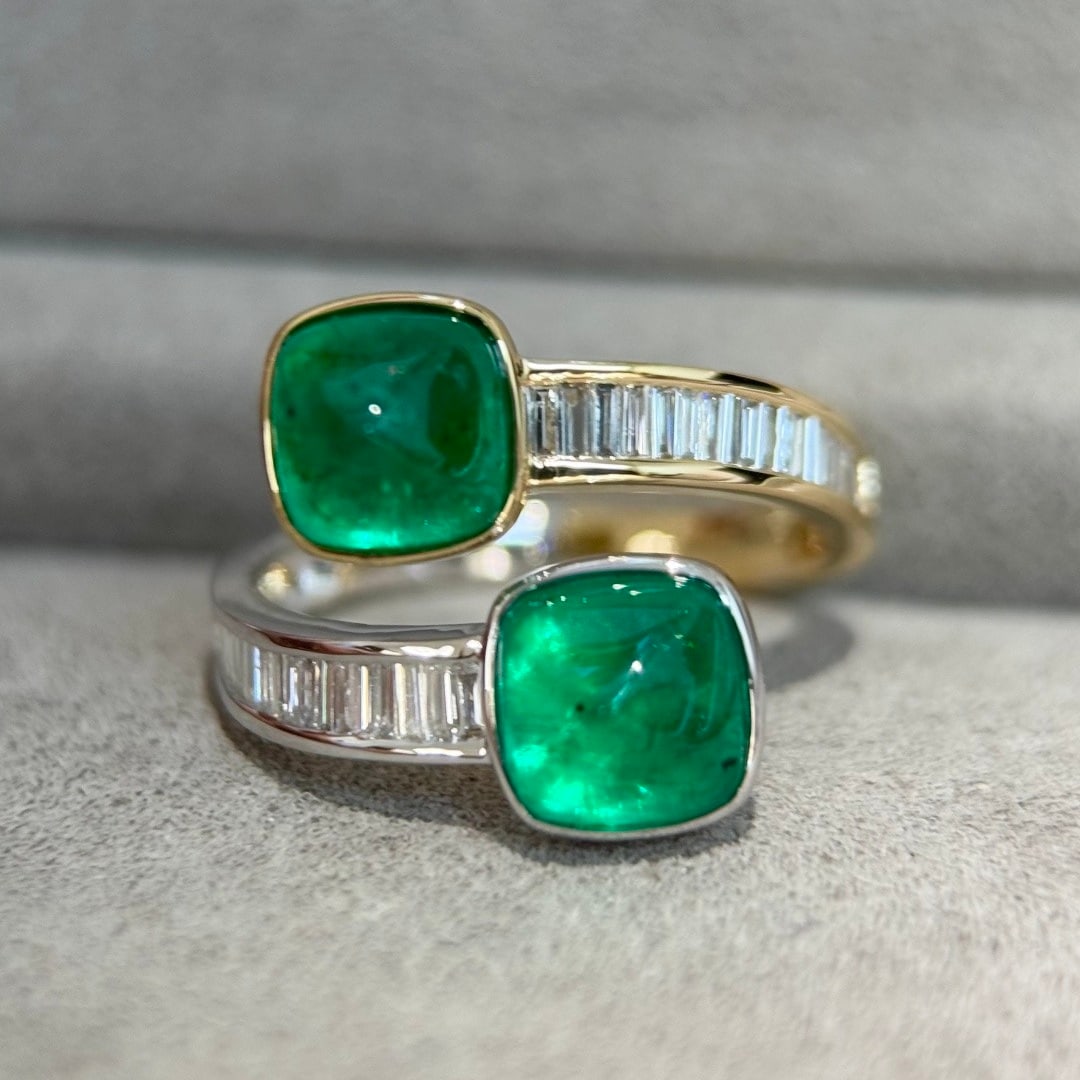 14k Gold 3.68 Ctw Vivid Green Natural Emerald & Diamond Ring - 2