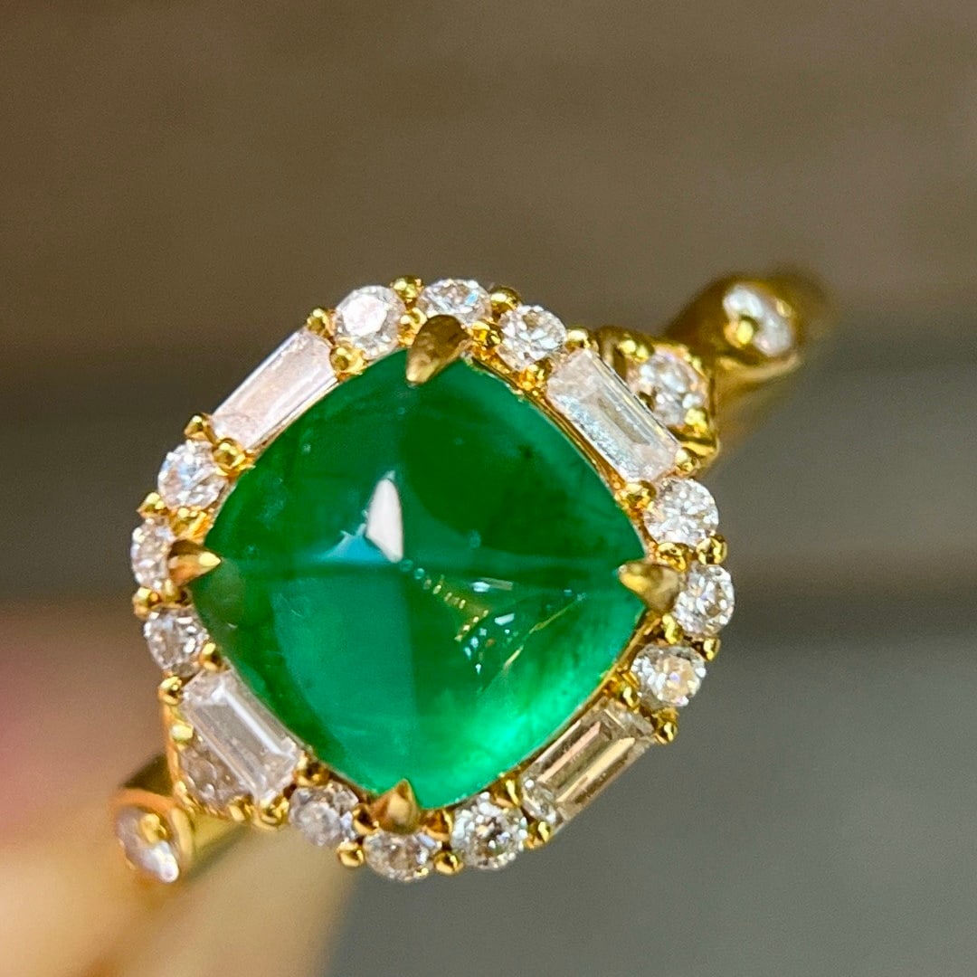 14k Gold 2.59 Ctw Vivid Green Natural Emerald & Diamond Ring - 3