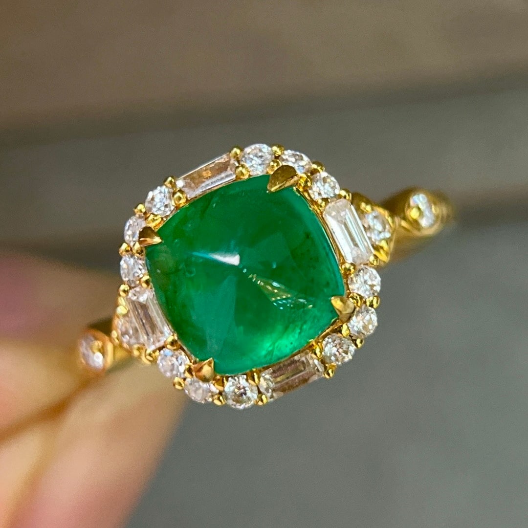 14k Gold 2.59 Ctw Vivid Green Natural Emerald & Diamond Ring - 4