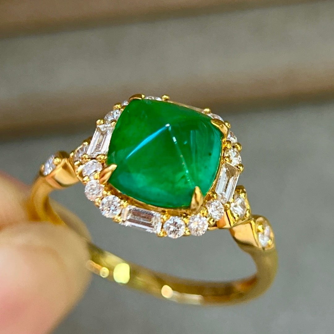 14k Gold 2.59 Ctw Vivid Green Natural Emerald & Diamond Ring - 5