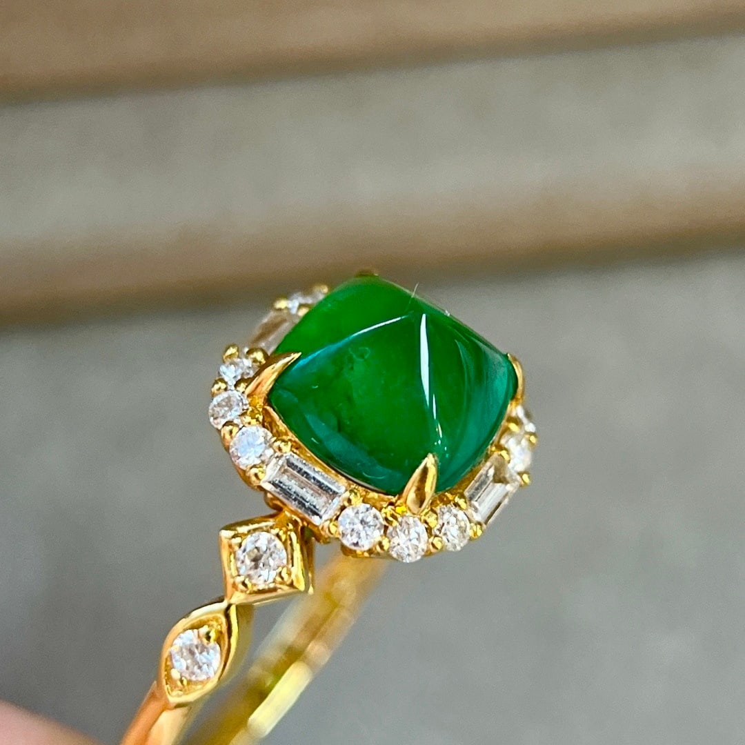 14k Gold 2.59 Ctw Vivid Green Natural Emerald & Diamond Ring - 6
