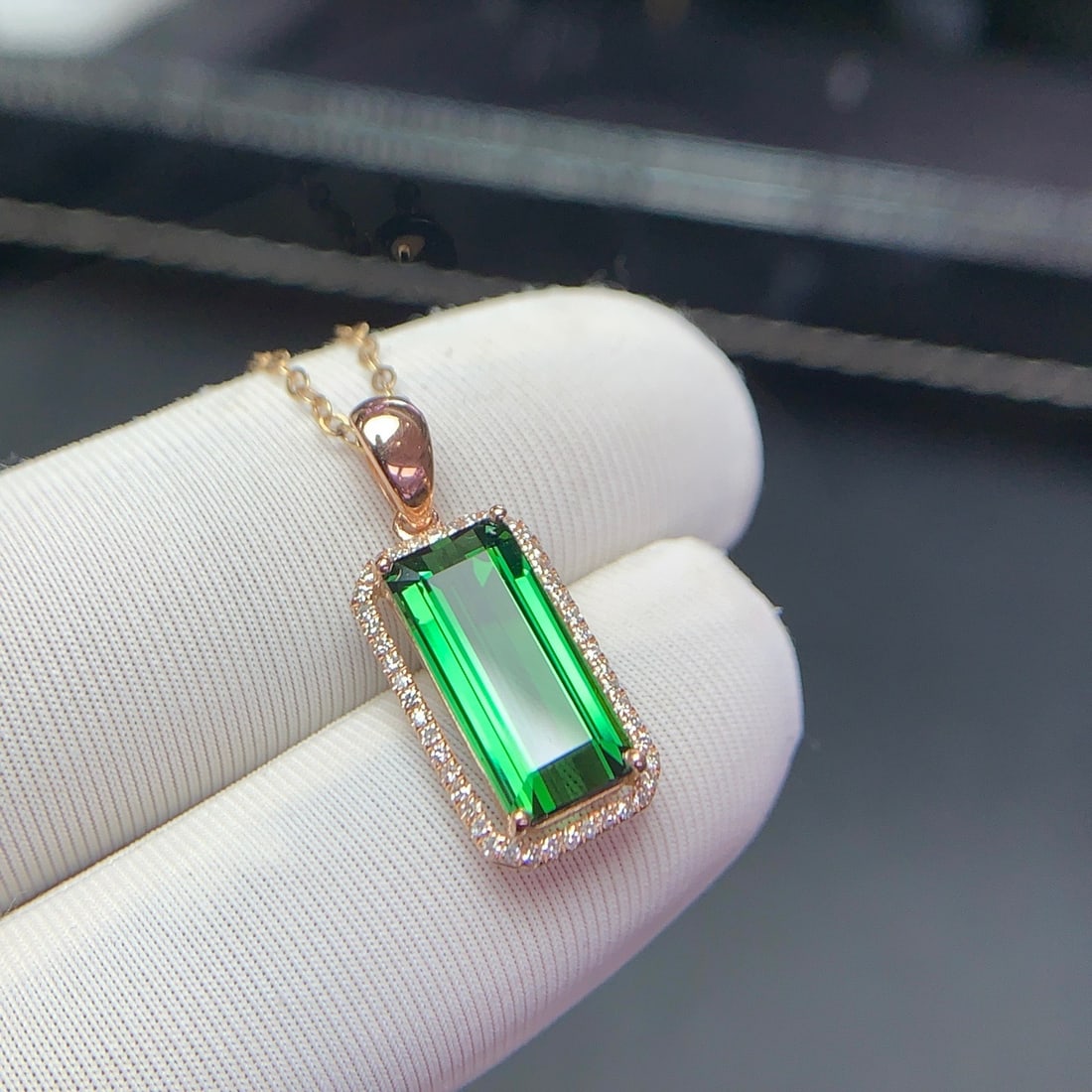 14k Gold 2.6 Ct Natural Tourmaline & Diamond Pendant( Without Chain ) - 5