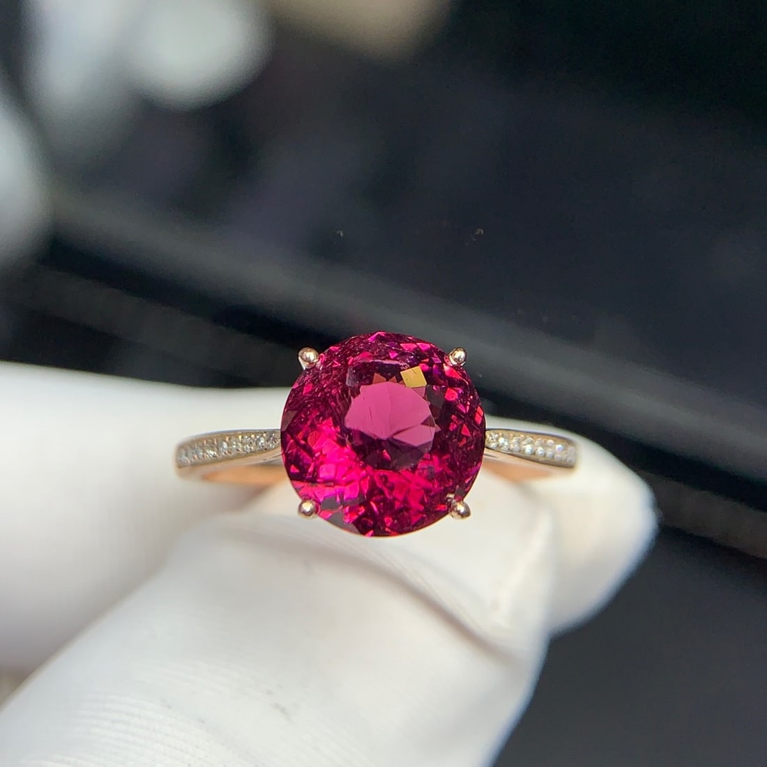 14k Gold 2.9 Ct Natural Tourmaline & Diamond Ring - 2