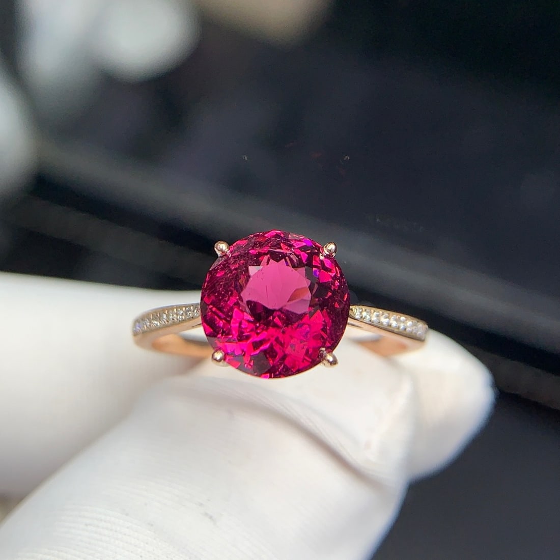 14k Gold 2.9 Ct Natural Tourmaline & Diamond Ring - 3