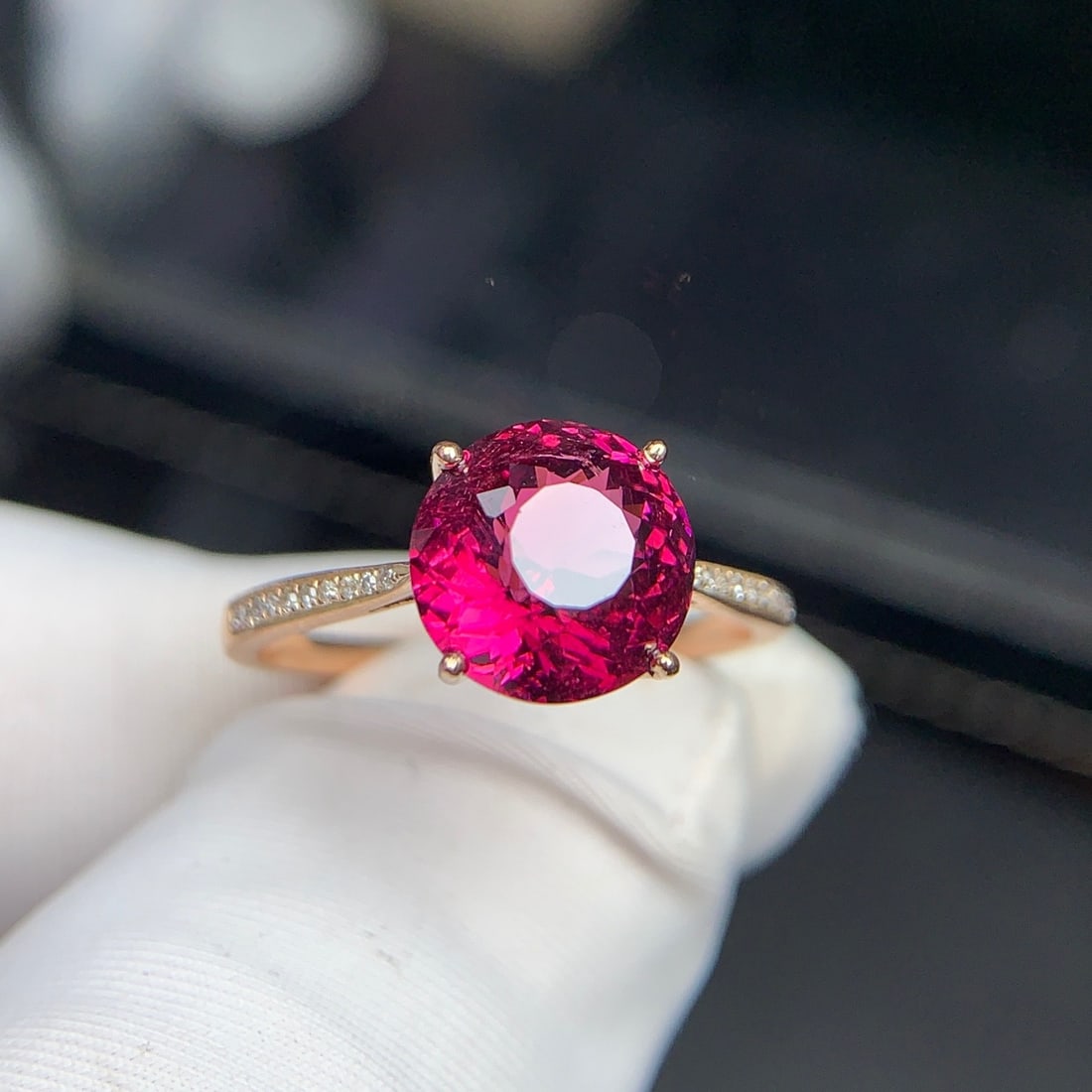 14k Gold 2.9 Ct Natural Tourmaline & Diamond Ring - 4