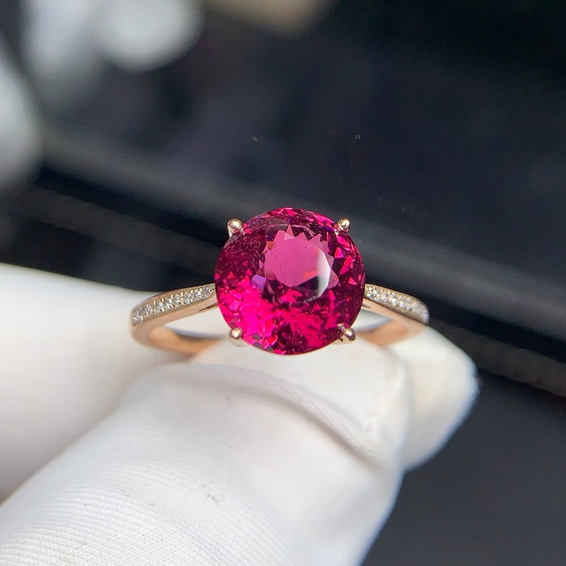 14k Gold 2.9 Ct Natural Tourmaline & Diamond Ring - 5