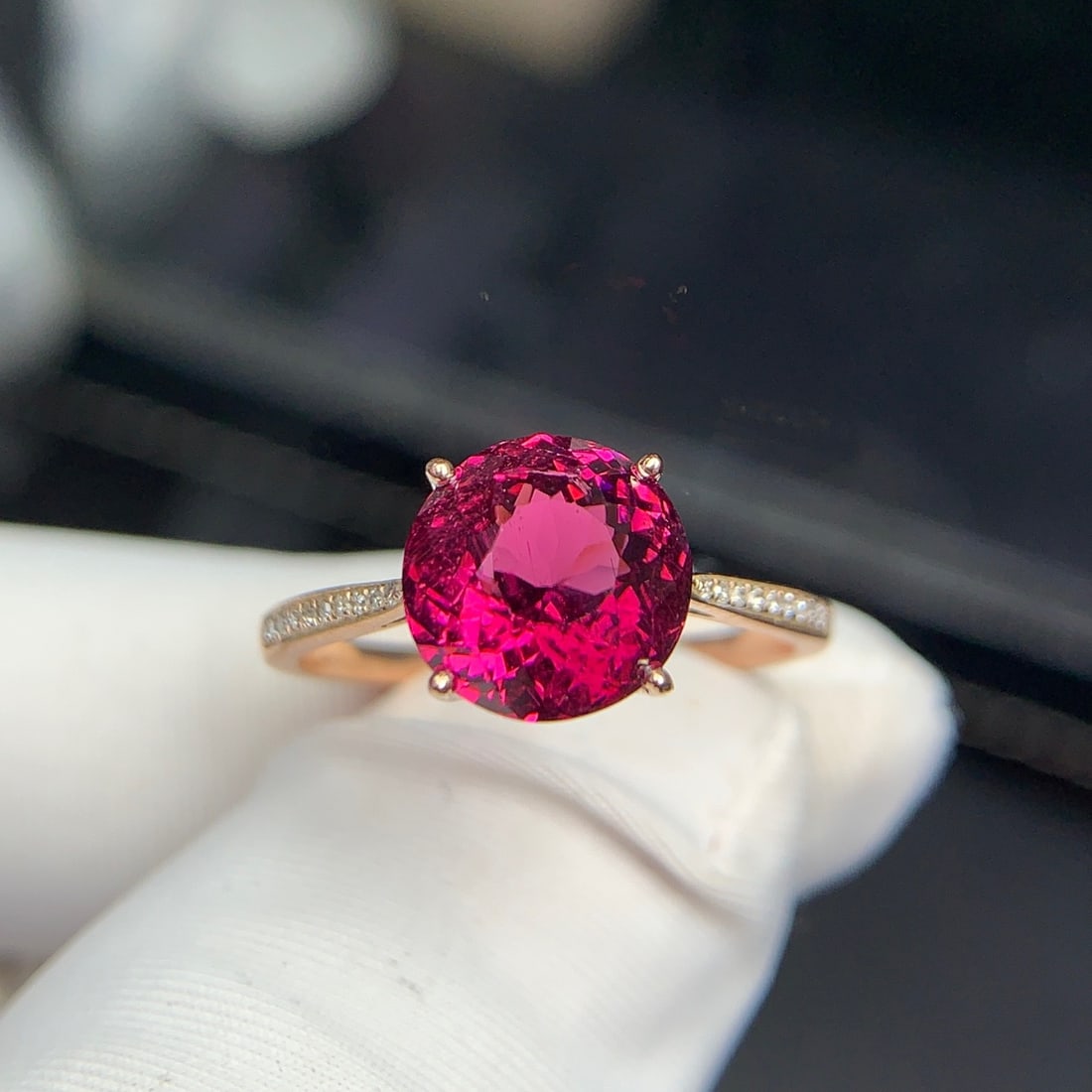 14k Gold 2.9 Ct Natural Tourmaline & Diamond Ring - 7