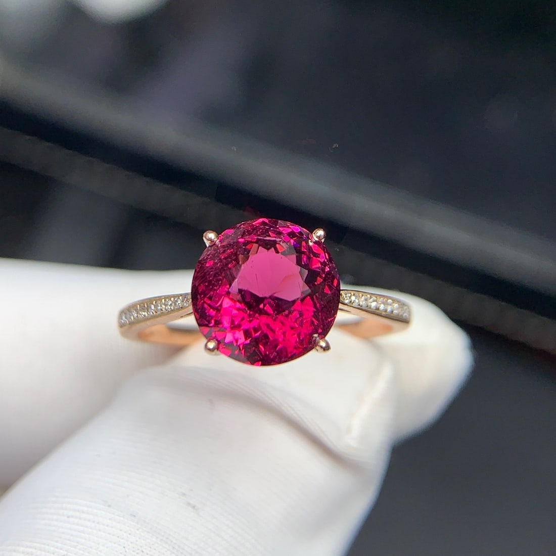 14k Gold 2.9 Ct Natural Tourmaline & Diamond Ring - 8