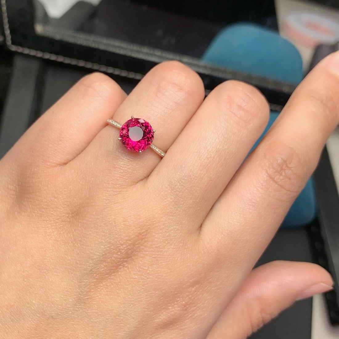 14k Gold 2.9 Ct Natural Tourmaline & Diamond Ring - 9