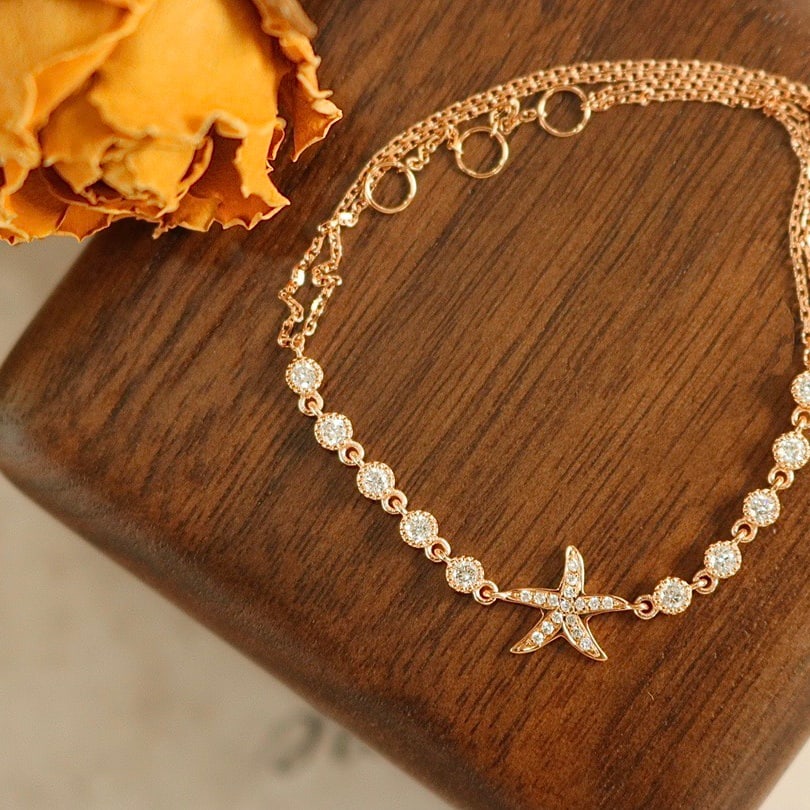 14k Gold 0.22 Ct Natural H Diamond Bracelet - 4