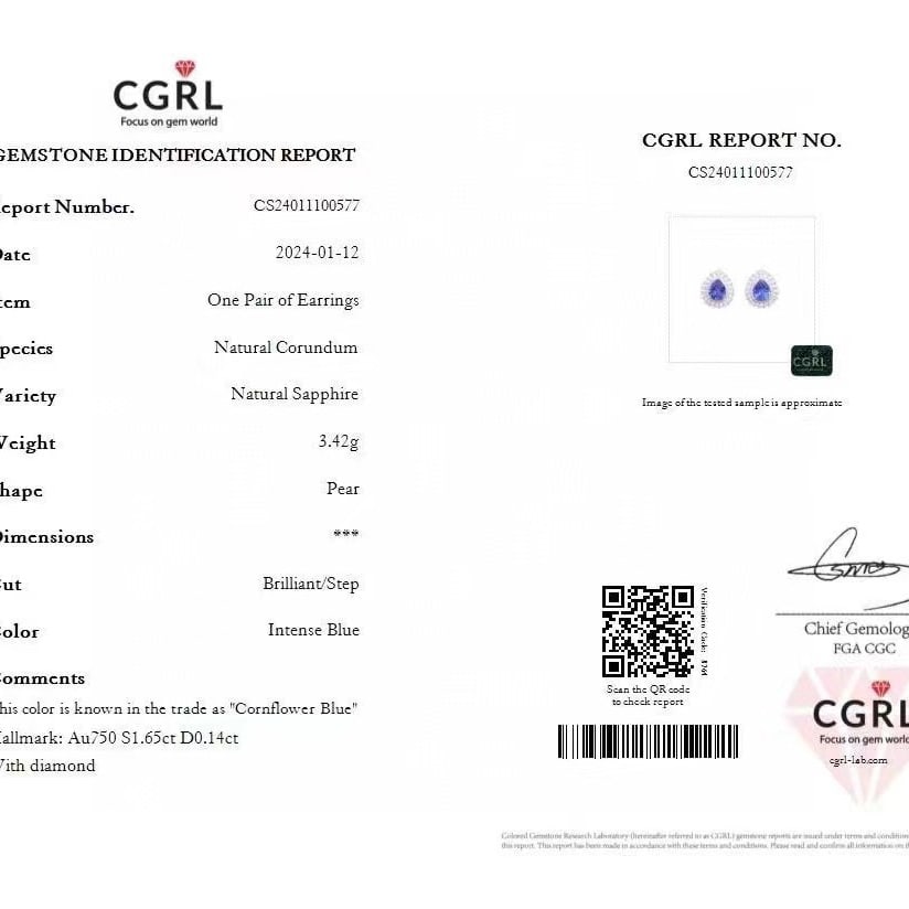 14k Gold 1.79 Ctw Natural Sapphire & Diamond Earrings - 6