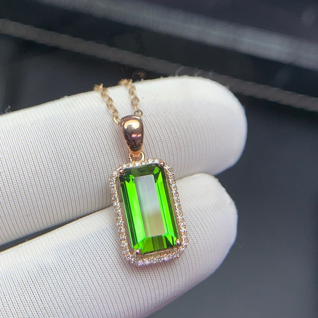 14k Gold 2.5 Ct Natural Tourmaline & Diamond Pendant( Without Chain ) - 6