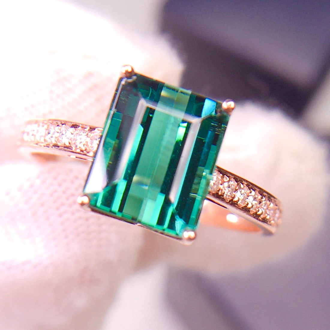 14k Gold 3.2 Ct Natural Tourmaline & Diamond Ring - 5