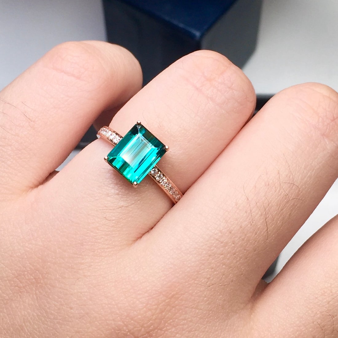 14k Gold 3.2 Ct Natural Tourmaline & Diamond Ring - 8