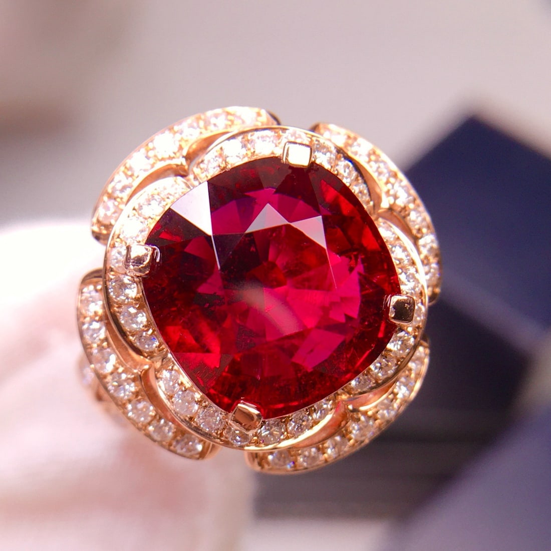 14k Gold 6.95 Ct Natural Tourmaline & Diamond Ring - 2