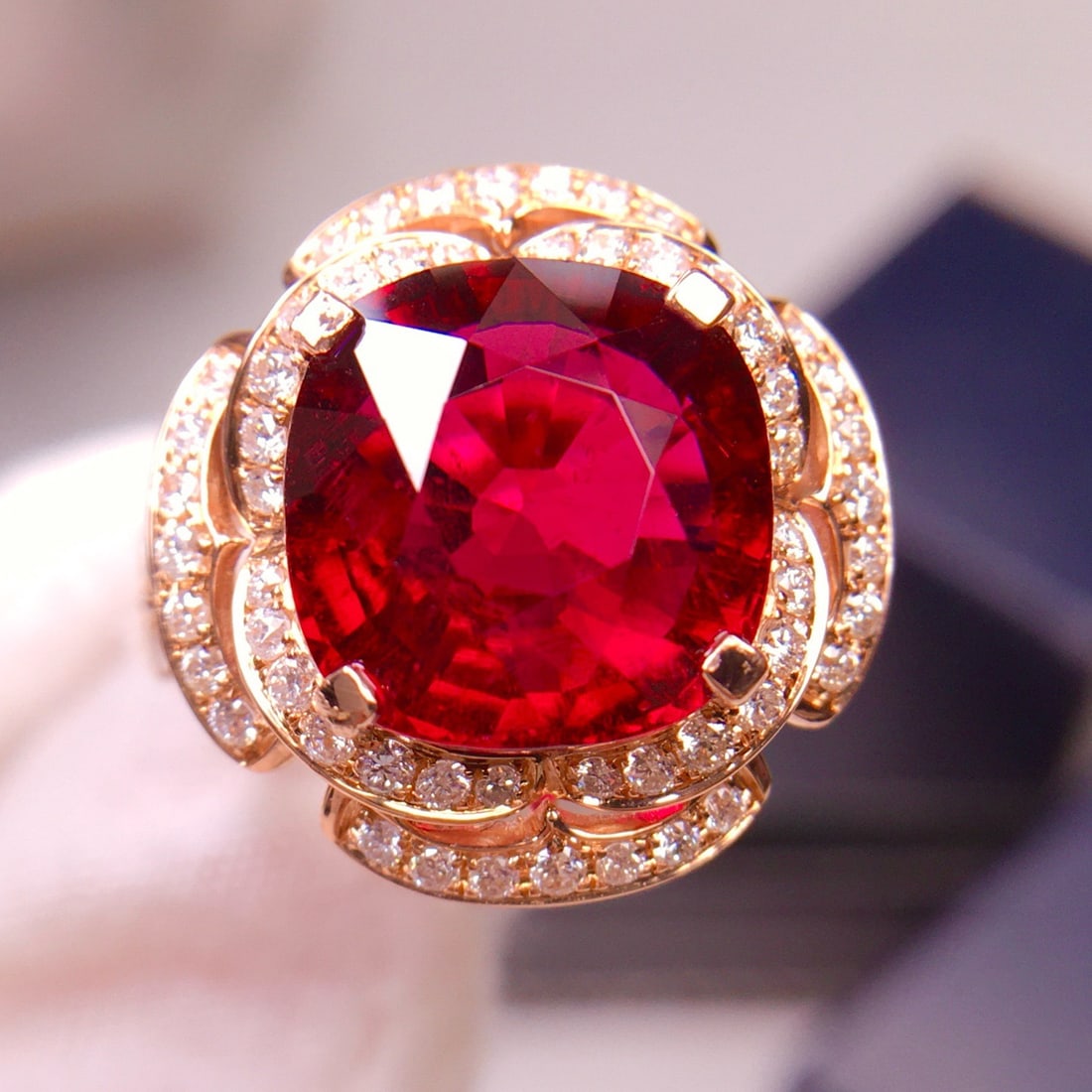 14k Gold 6.95 Ct Natural Tourmaline & Diamond Ring - 4