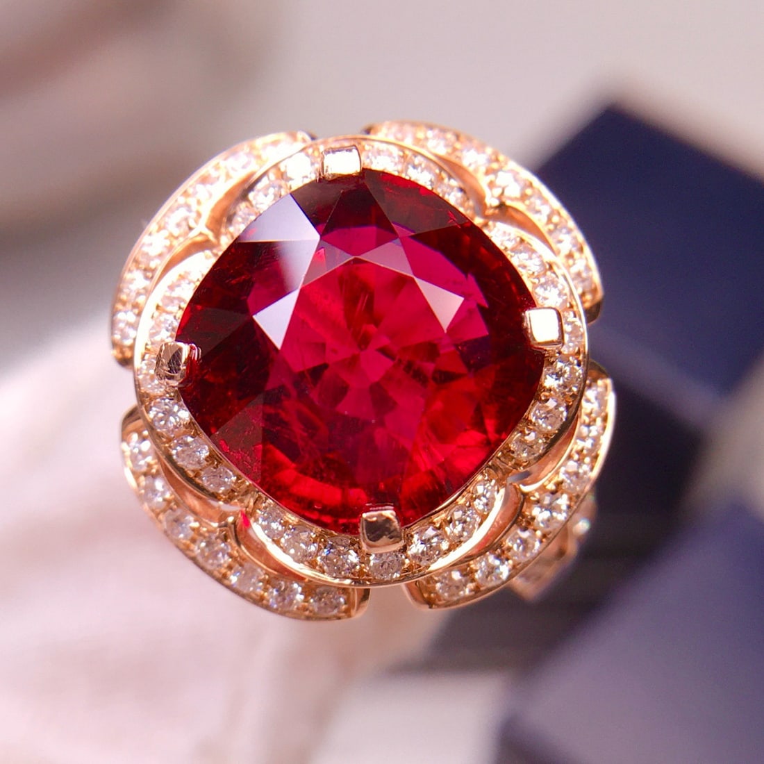 14k Gold 6.95 Ct Natural Tourmaline & Diamond Ring - 5