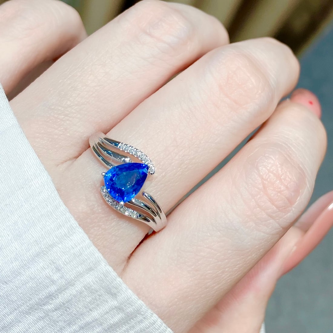 14k Gold 1.42 Ct Natural Sapphire & Diamond Ring - 8