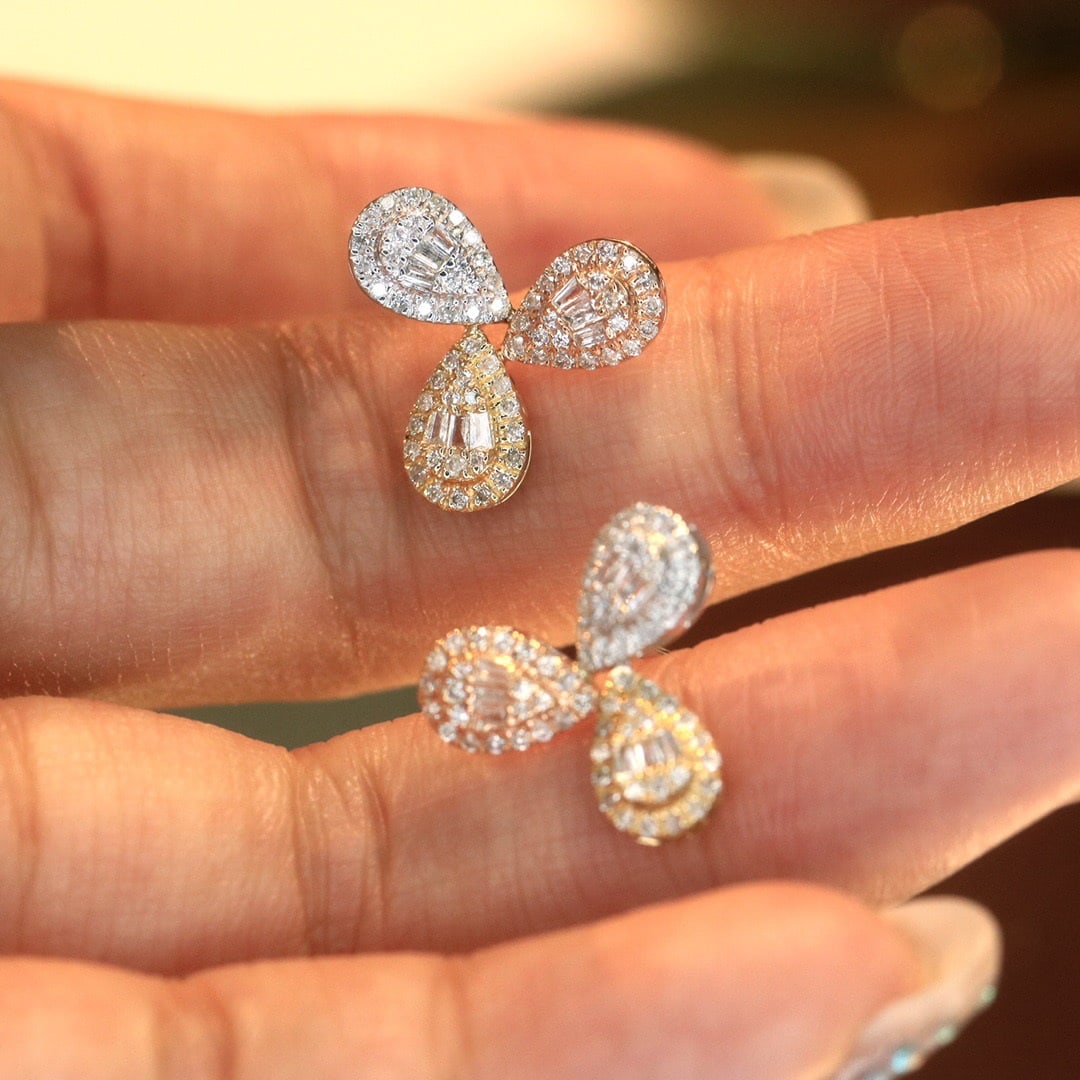 14k Gold 0.66 Ct Natural H Diamond Earrings - 5