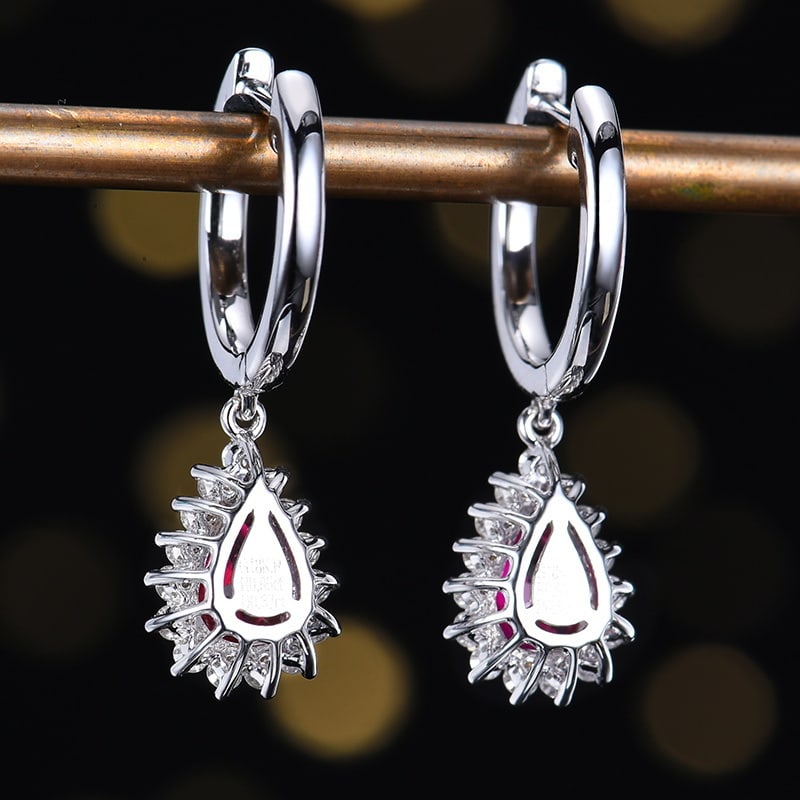 14k Gold 1.32 Ctw Natural Ruby & Diamond Earrings - 3