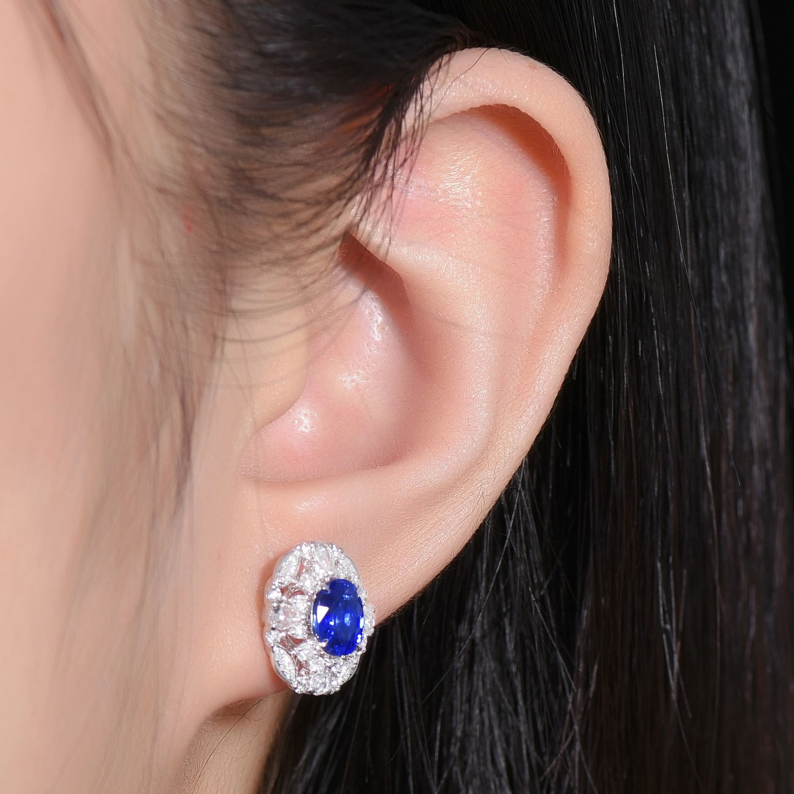 14k Gold 2.65 Ctw Natural Sapphire & Diamond Earrings - 5