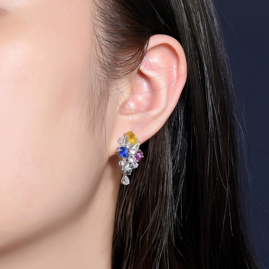 14k Gold 7.14 Ctw Natural Sapphire & Sapphire Earrings - 4